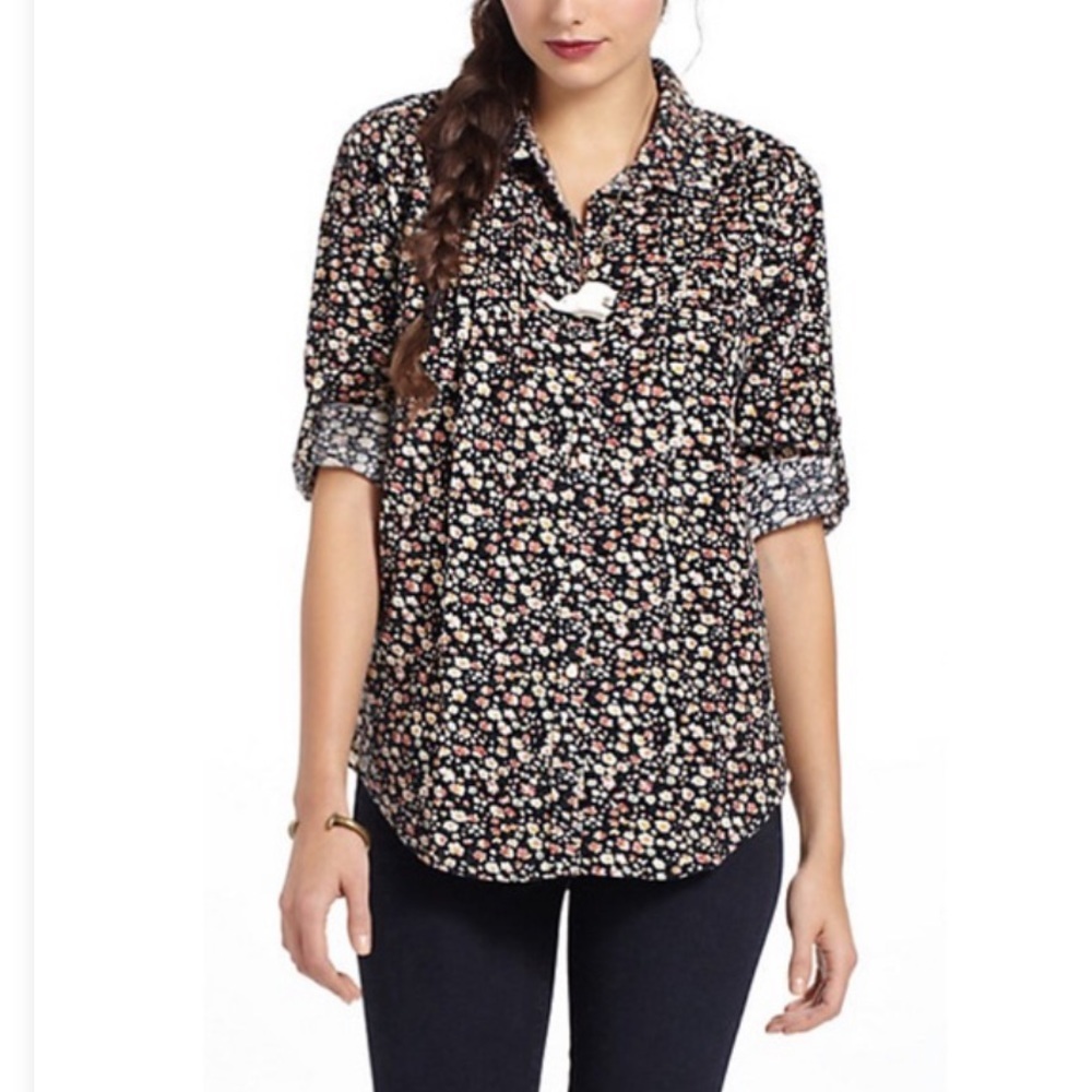 Anthropologie Pintucked Buttondown Shirt Z39-12